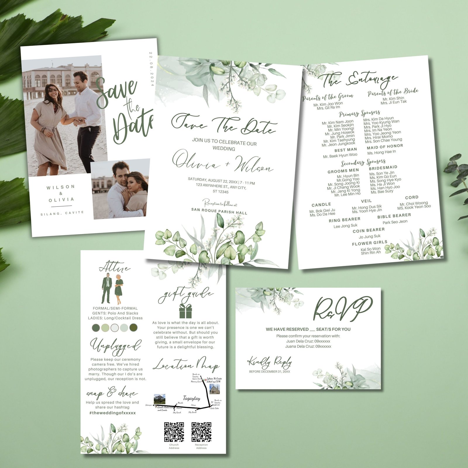 Sage Green Wedding Invitation Template (Canva Editable) - Image 3