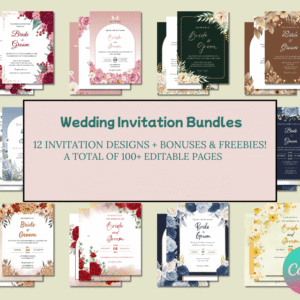 12 Design Filipino Wedding Invitation Bundles (Canva Editable)