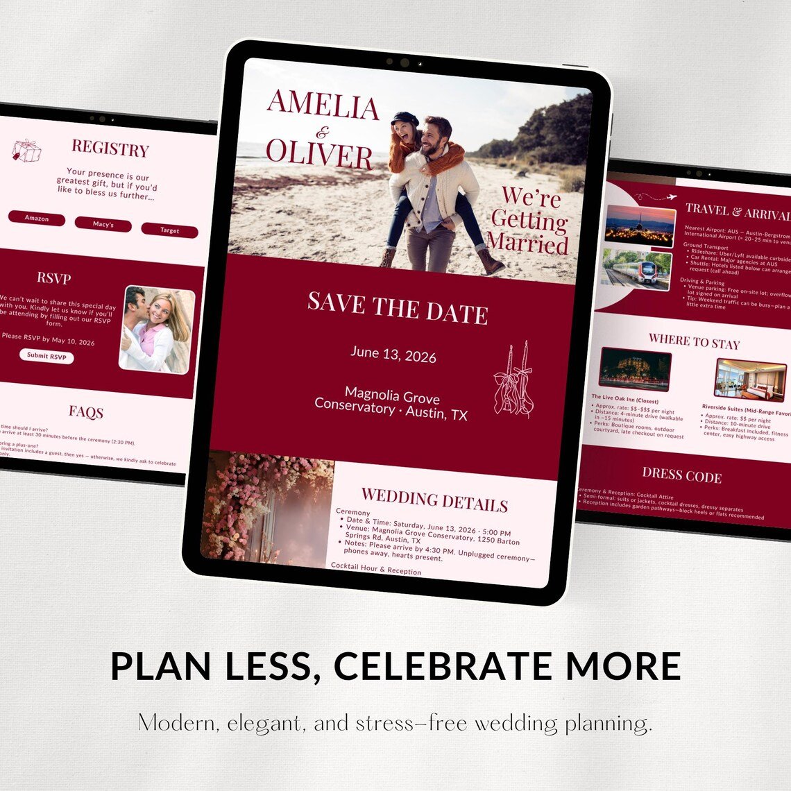 Burgundy Elegance Wedding Website Template (Canva Editable) - Image 4