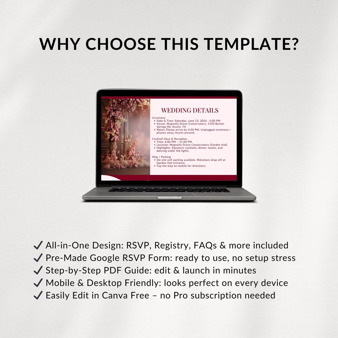 Burgundy Elegance Wedding Website Template (Canva Editable) - Image 8