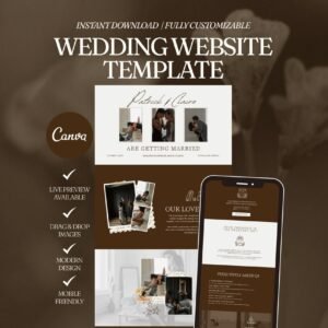 Neutral Colors Wedding Website (Canva Editable)