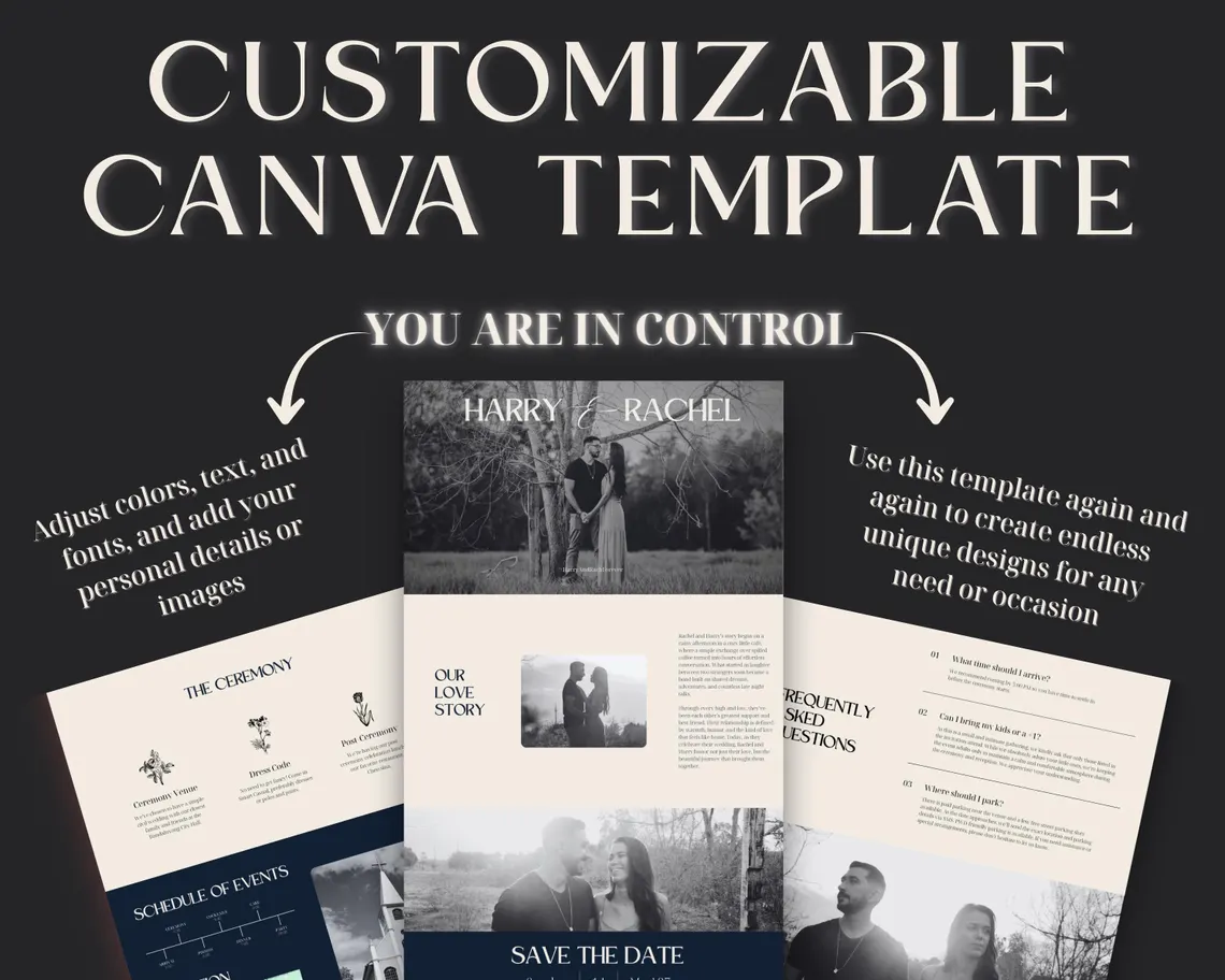 Black & White Wedding Website (Canva Editable) - Image 4