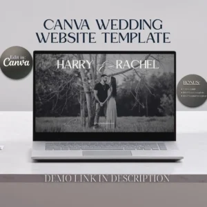 Black & White Wedding Website (Canva Editable)